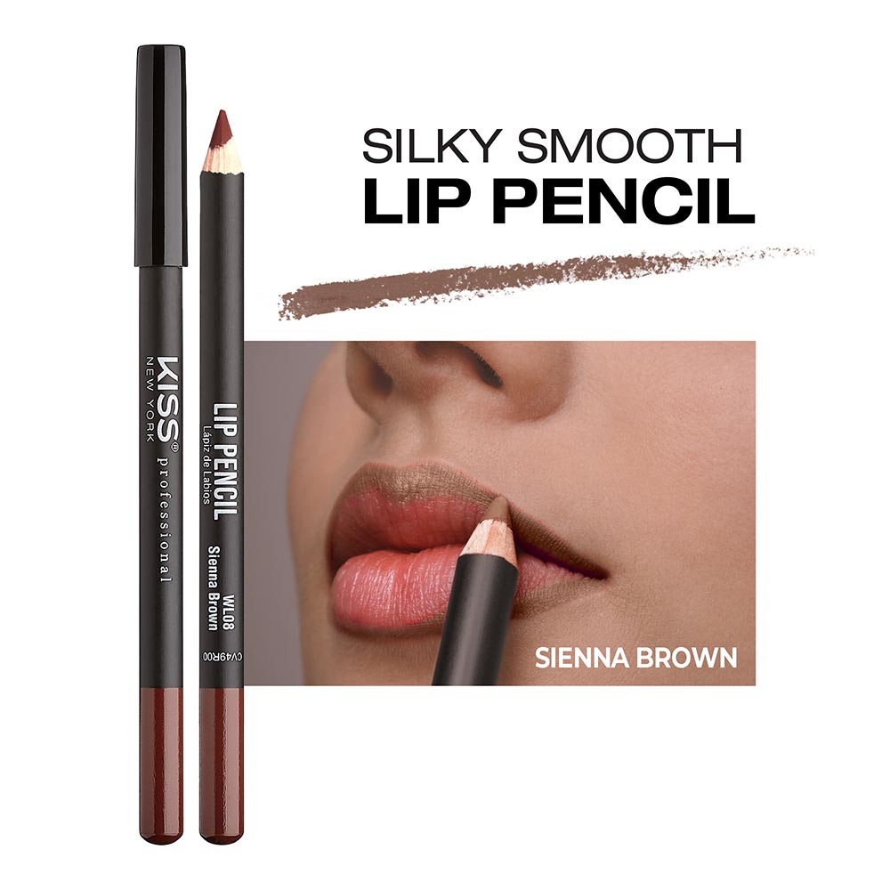 Kiss New York Professional Silky Smooth Lip Pencil Liner - Sienna Brown (WL08)