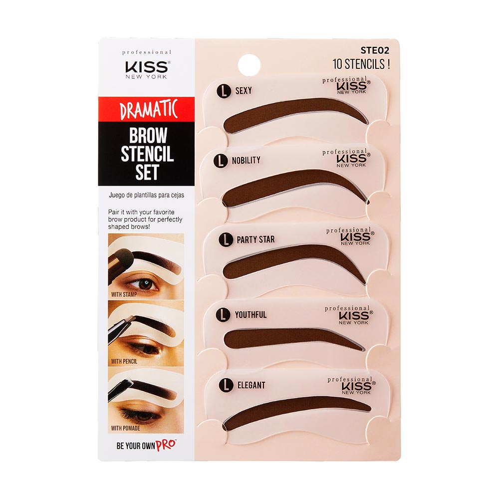 Kiss New York Professional Natural Brow Stencil Set - Dramatic (STE02)