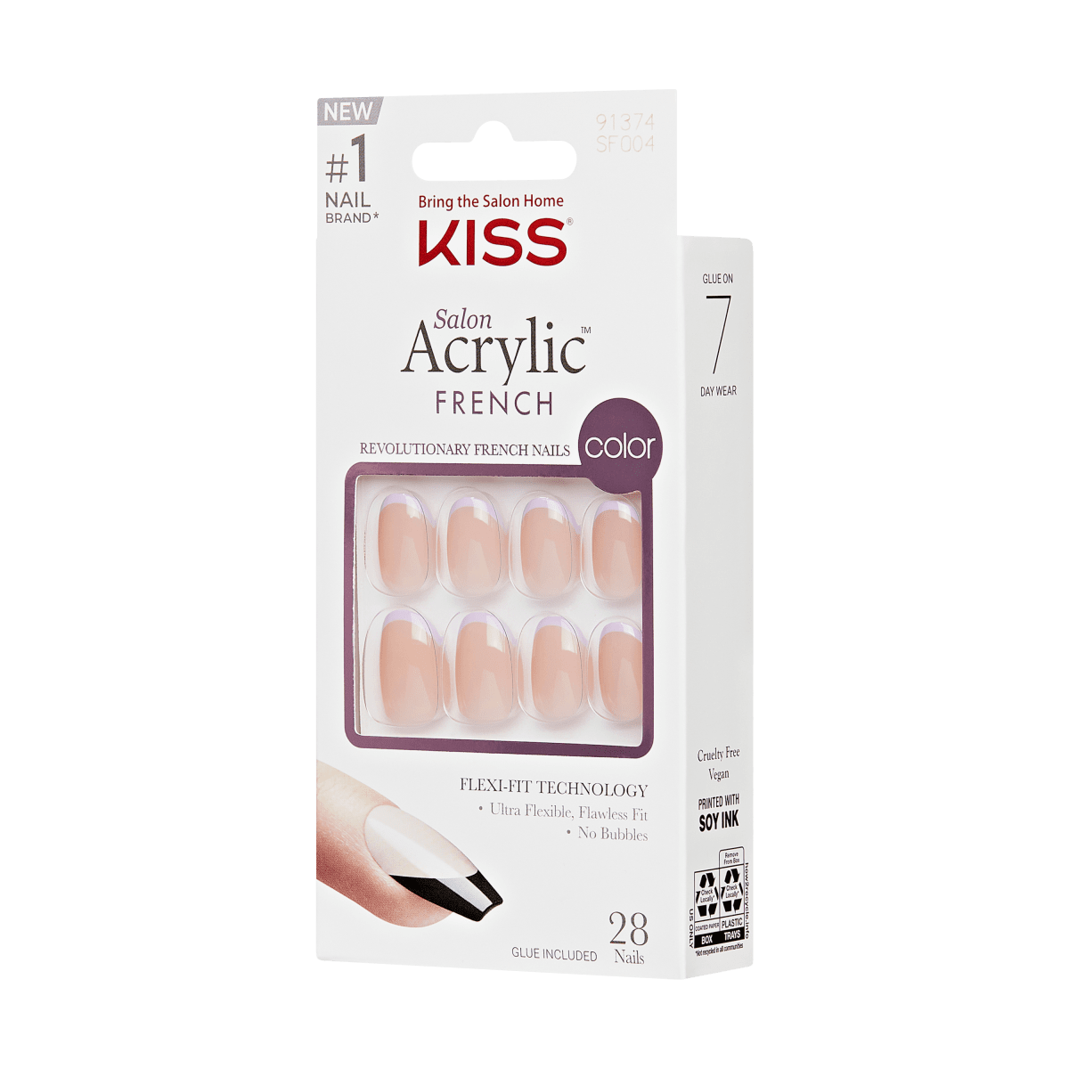 Kiss Salon Acrylic French Nails - Like Me, 0.07 Oz (SFO04)