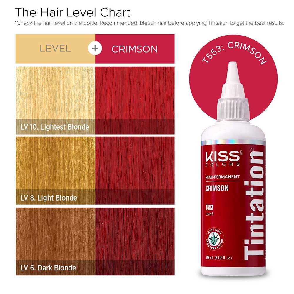 Red By Kiss Tintation Semi-Permanent Hair Color - Crimson, 5 Oz (T553)