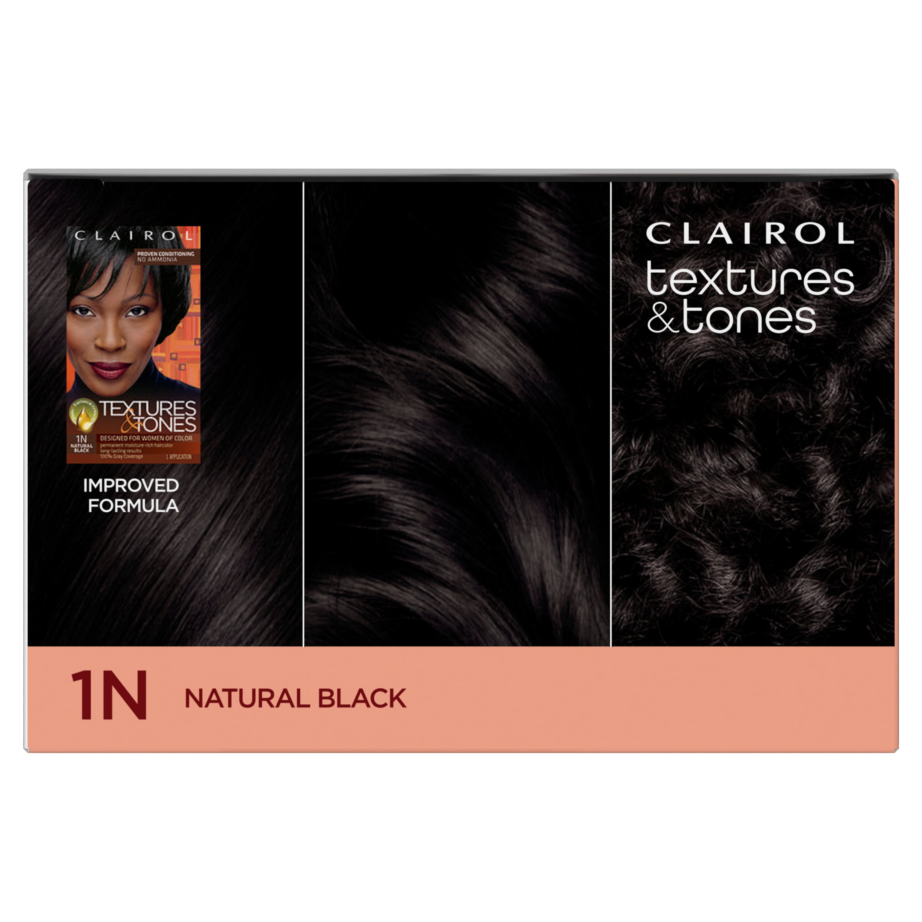 Clairol Textures & Tones Permanent Hair Dye, 1N Natural Black Hair Color (CL90004)