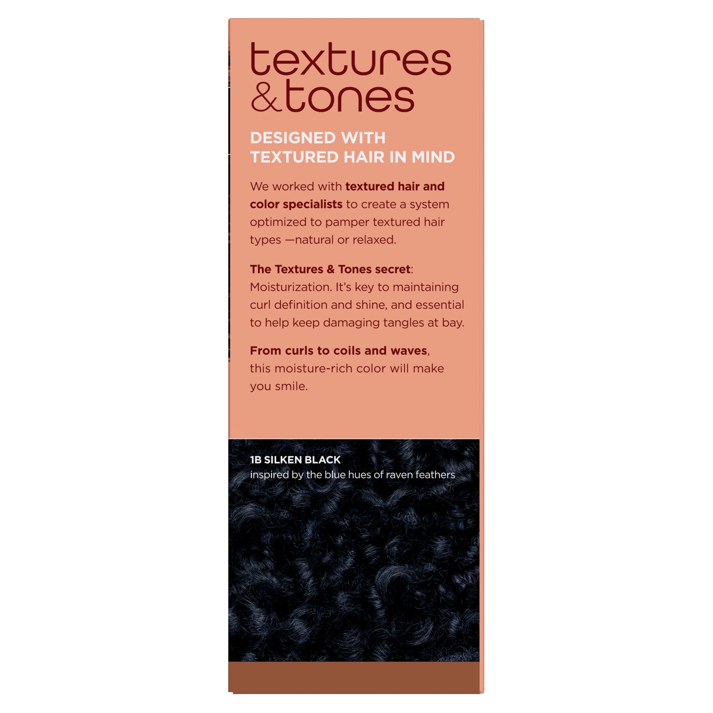 Clairol Textures & Tones Permanent Hair Dye, 1B Silken Black Hair Color (CL90003)