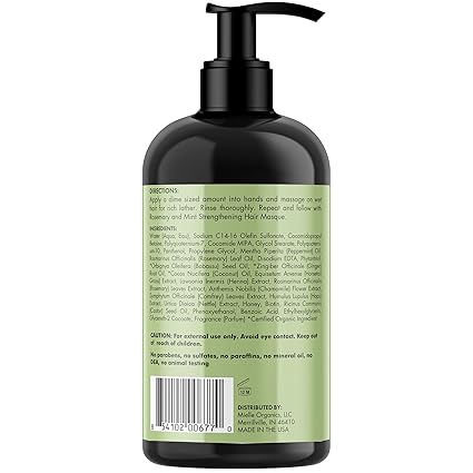 Mielle Organics Rosemary Mint Strengthening Shampoo, 12 Oz