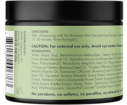 Mielle Organics Rosemary Mint Strengthening Hair Masque, 12 Oz