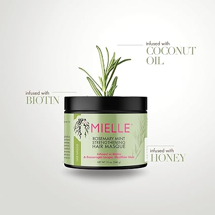 Mielle Organics Rosemary Mint Strengthening Hair Masque, 12 Oz