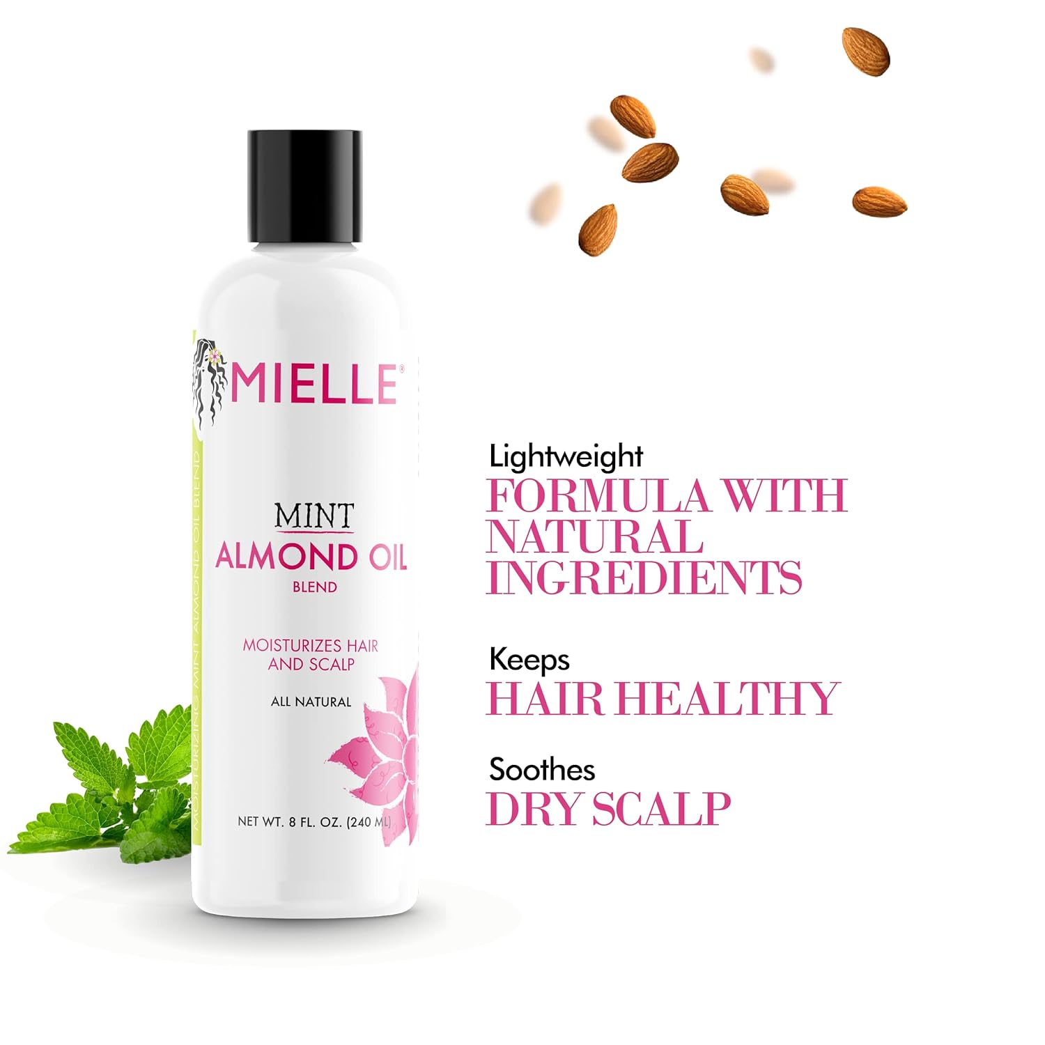 Mielle Organics Mint Almond Oil for Healthy Hair and Scalp - All Natural, 8 Oz