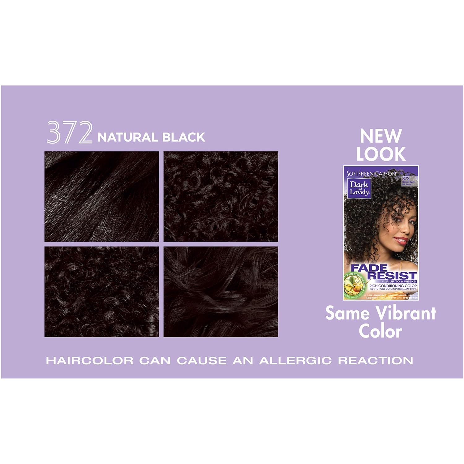 SoftSheen-Carson Dark and Lovely Fade Resist Rich Conditioning Hair Color, 372 Natural Black (CR372)