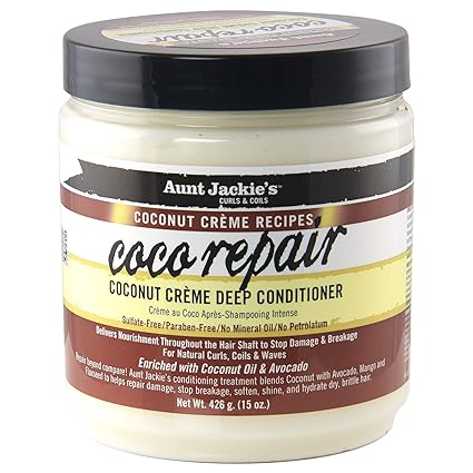 Aunt Jackie's Coconut Creme Recipes Coco Repair Deep Hair Conditioner, 15 Oz