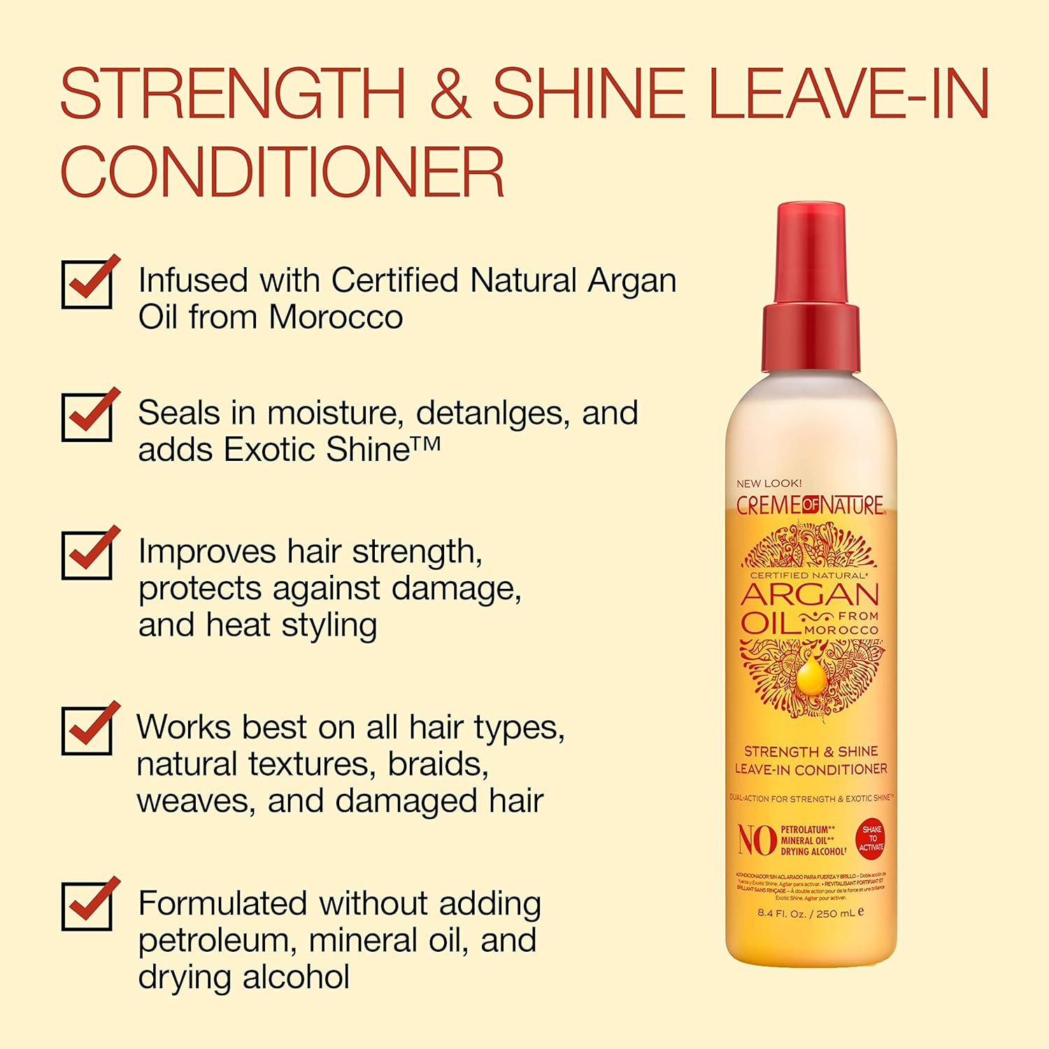 Creme of Nature Strength & Shine Leave-In Conditioner with Argan Oil, 8.4 fl oz (RR25200)