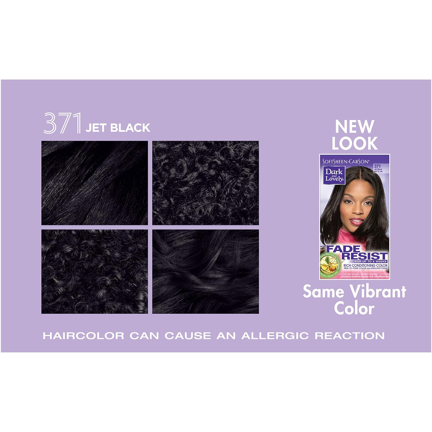 SoftSheen-Carson Dark and Lovely Fade Resist Rich Conditioning Hair Color, 371 Jet Black (CR371)