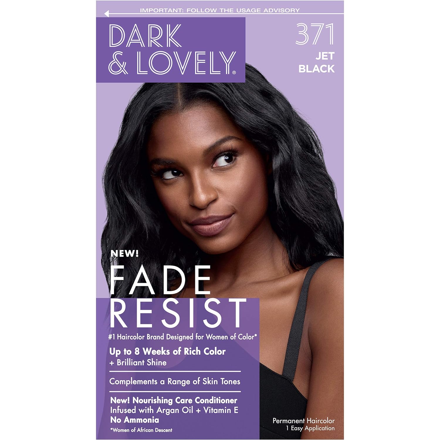 SoftSheen-Carson Dark and Lovely Fade Resist Rich Conditioning Hair Color, 371 Jet Black (CR371)