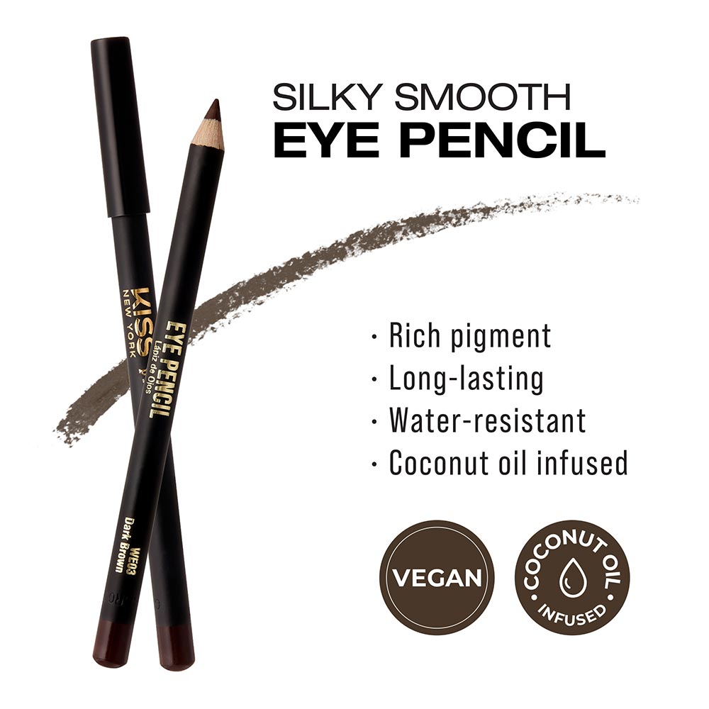 Kiss New York Professional Silky Smooth Eye Pencil Liner - Dark Brown (WE03)