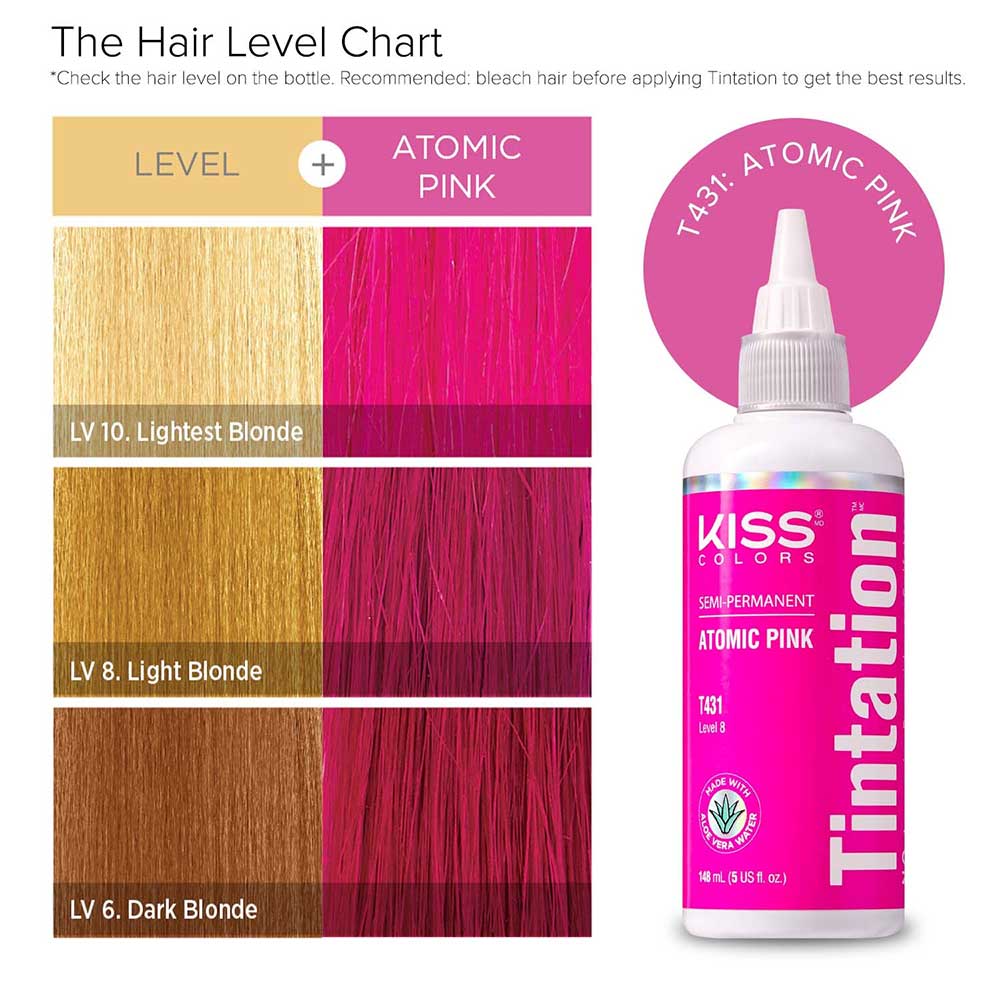 Red By Kiss Tintation Semi-Permanent Hair Color - Atomic Pink, 5 Oz (T431)