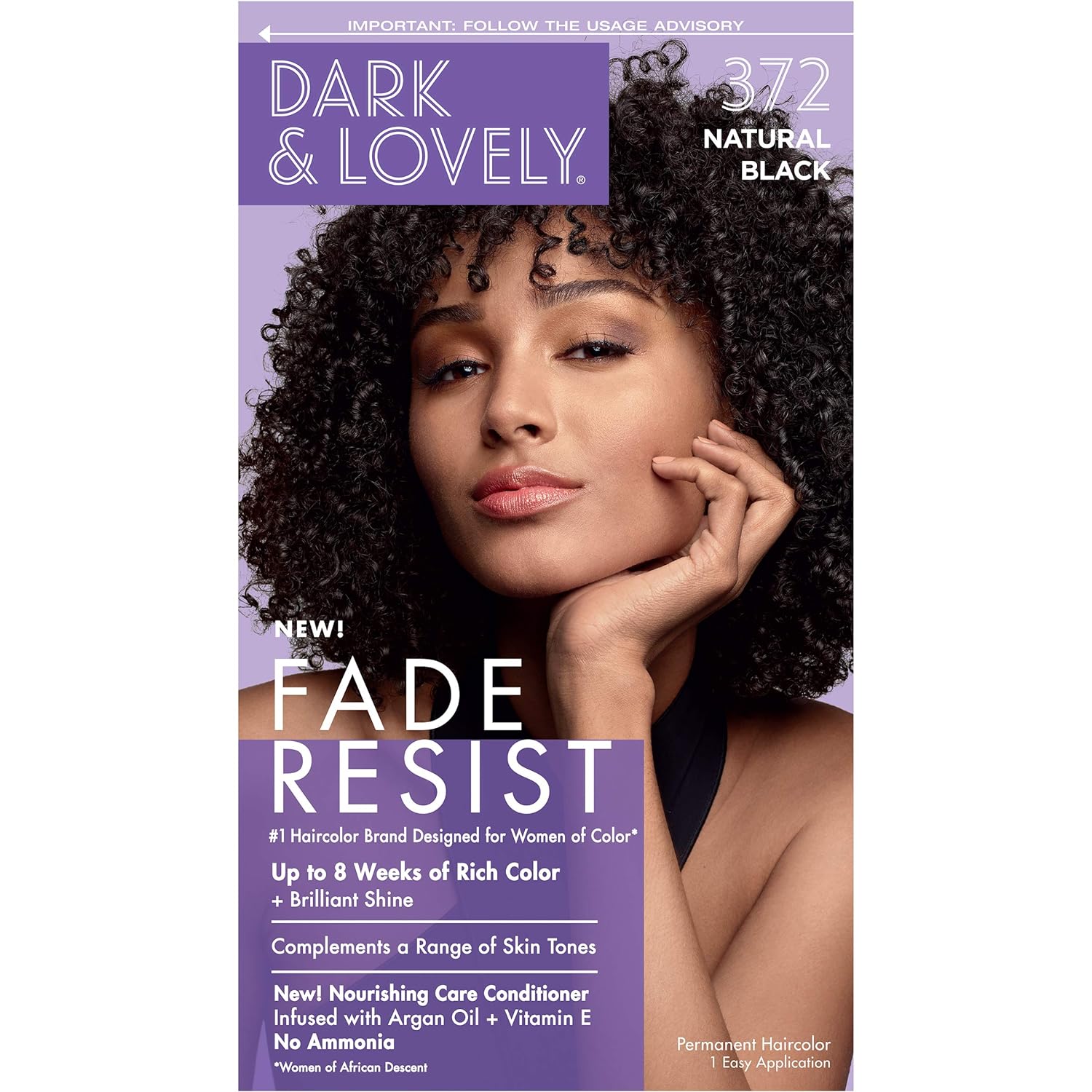 SoftSheen-Carson Dark and Lovely Fade Resist Rich Conditioning Hair Color, 372 Natural Black (CR372)