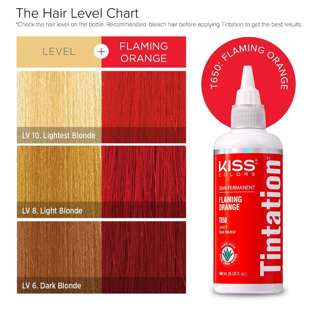 Red By Kiss Tintation Semi-Permanent Hair Color - Flaming Orange, 5 Oz (T650)