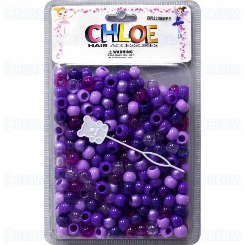 Dream World Round Hair Bead Medium 12mm Mix Purple 200 PCs (BR2300MPP)