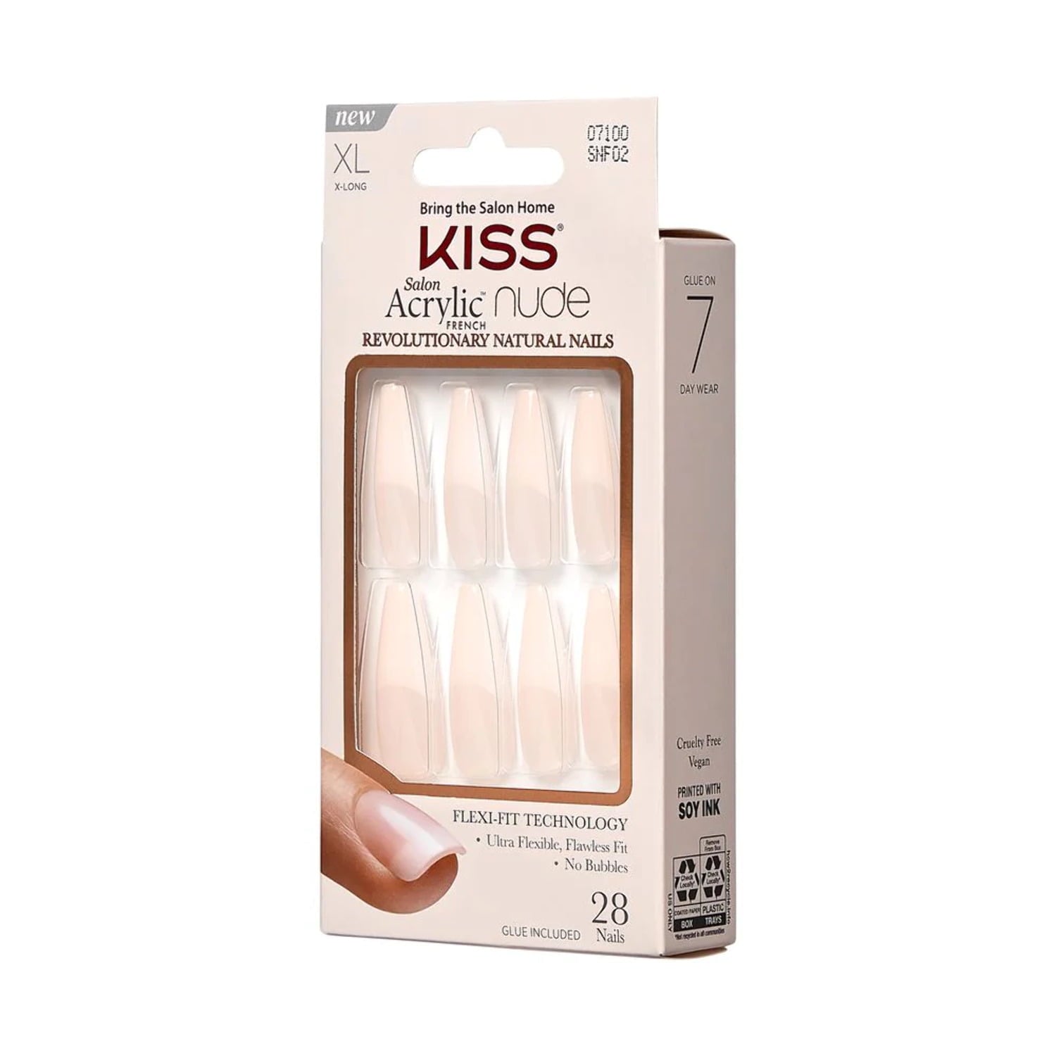 Kiss Salon Acrylic French Nude Nails - Lie Again, 0.07 Oz (SNF02)