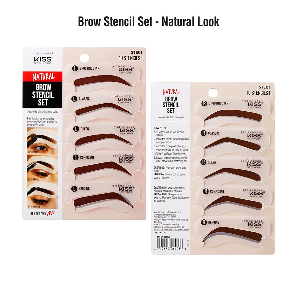 Kiss New York Professional Natural Brow Stencil Set - Natural (STE01)