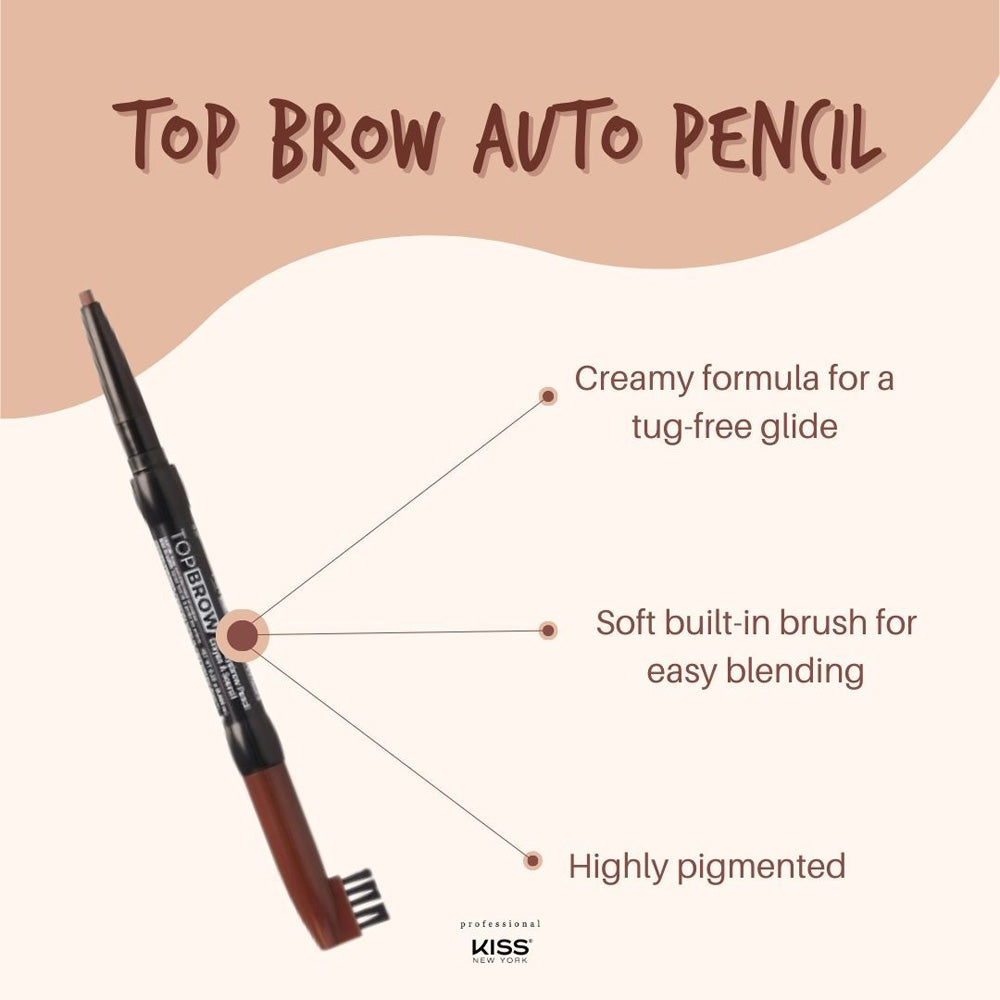 Kiss New York Professional Top Brow Auto Pencil - Black (KBAP06)