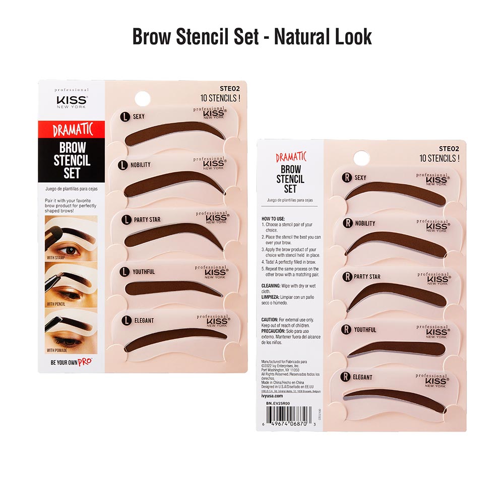 Kiss New York Professional Natural Brow Stencil Set - Dramatic (STE02)