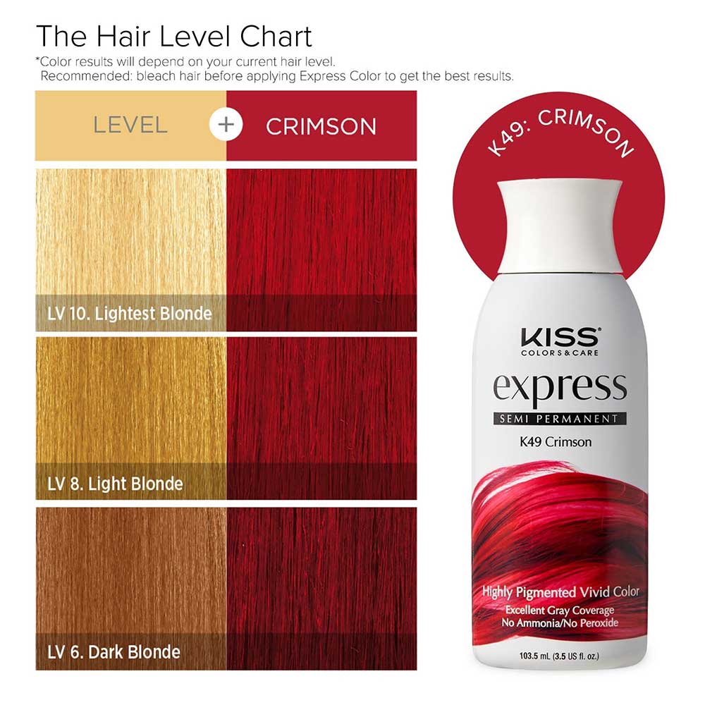 Kiss Express Semi-Permanent Hair Color - Crimson, 3.5 Oz (K49)