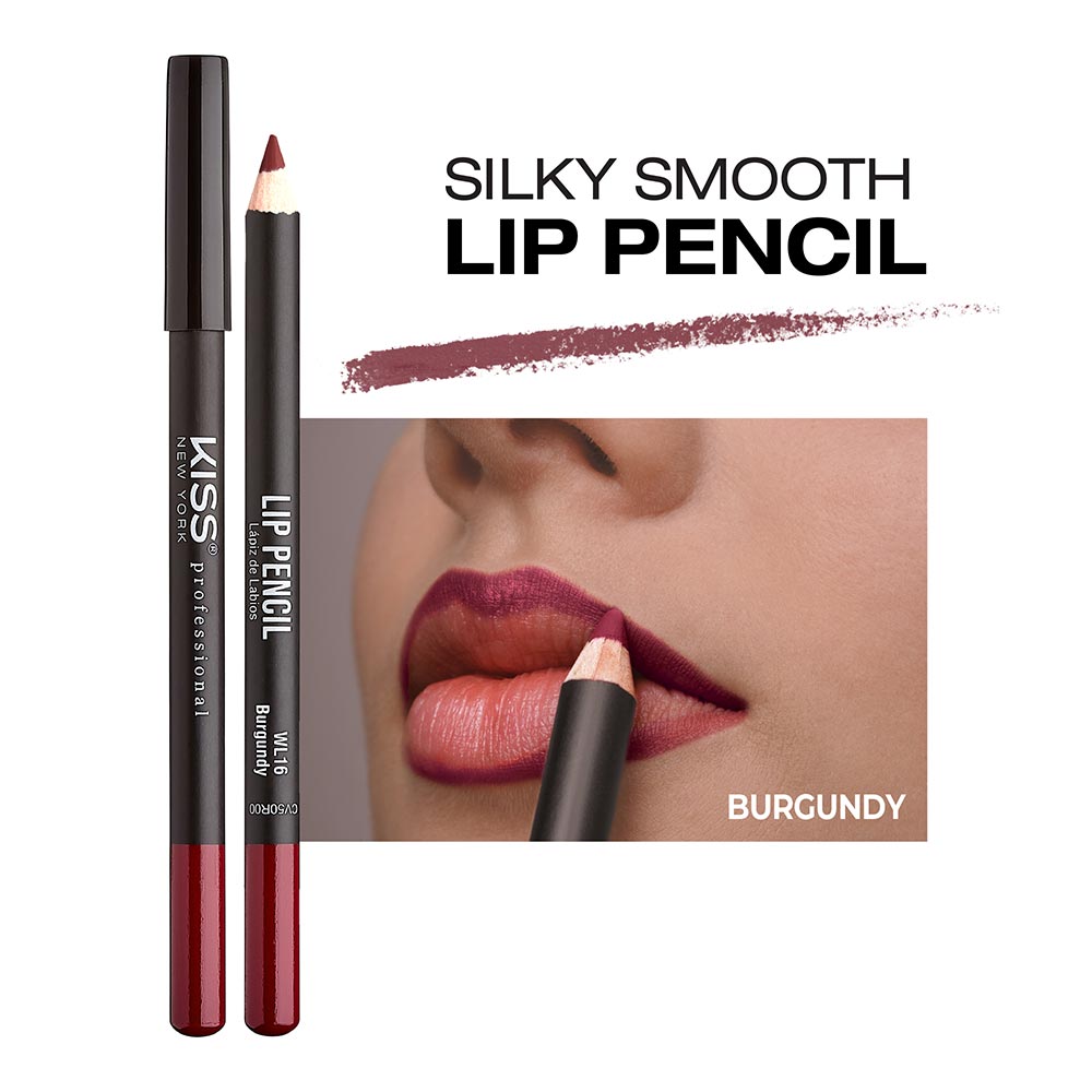 Kiss New York Professional Silky Smooth Lip Pencil Liner - Burgundy (WL16)