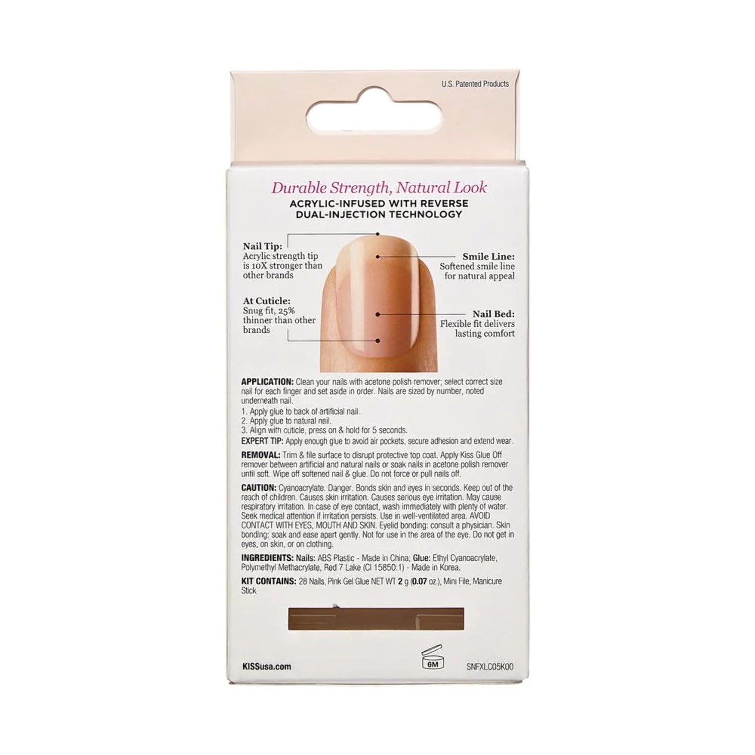 Kiss Salon Acrylic French Nude Nails - Lie Again, 0.07 Oz (SNF02)