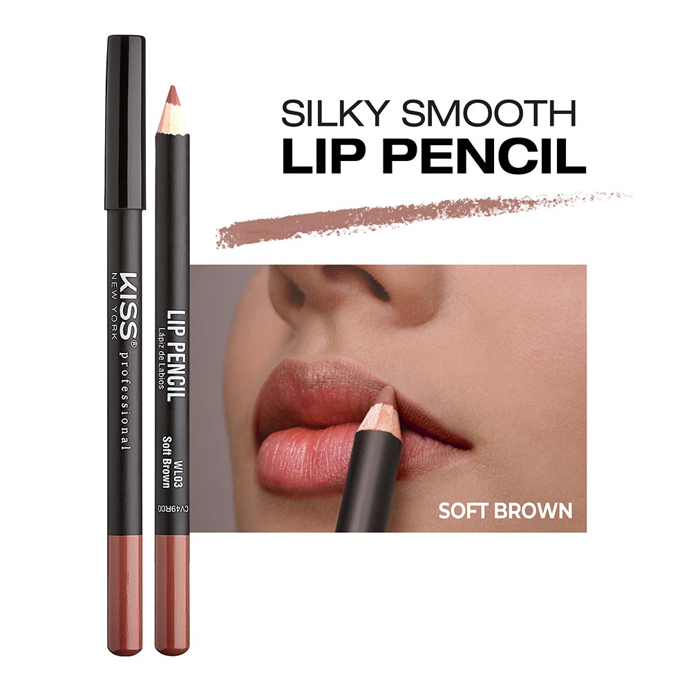 Kiss New York Professional Silky Smooth Lip Pencil Liner - Soft Brown (WL03)